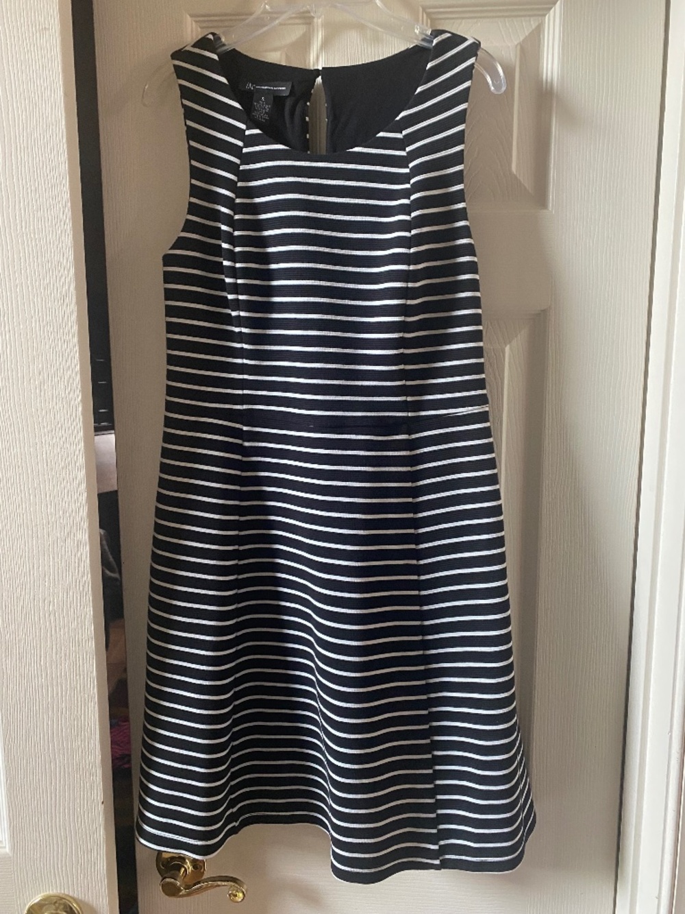 A line black and white dress